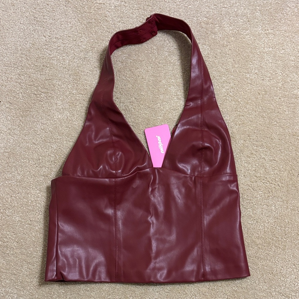 Edikted Maroon Halter Crop Top - Picture 2 of 3